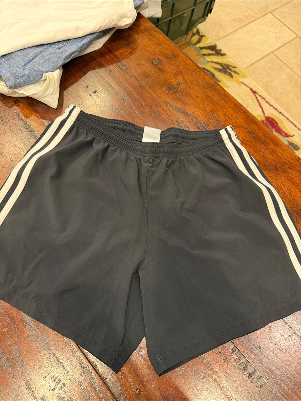 adidas Black Athletic Shorts with White Stripes